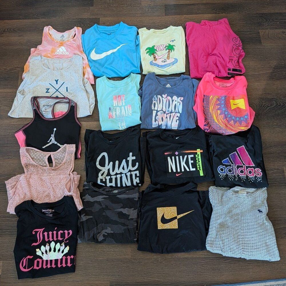 Girl's Clothing Lot T-shirts/Tanks Nike Adidas A&F Athleta Champion Zyia Sz LG